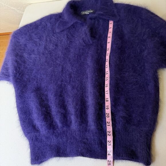 VTG Connie A Lee Angora Fuzzy Sweater Womens S/M Purple Collared Whimsical Retro - Picture 5 of 11